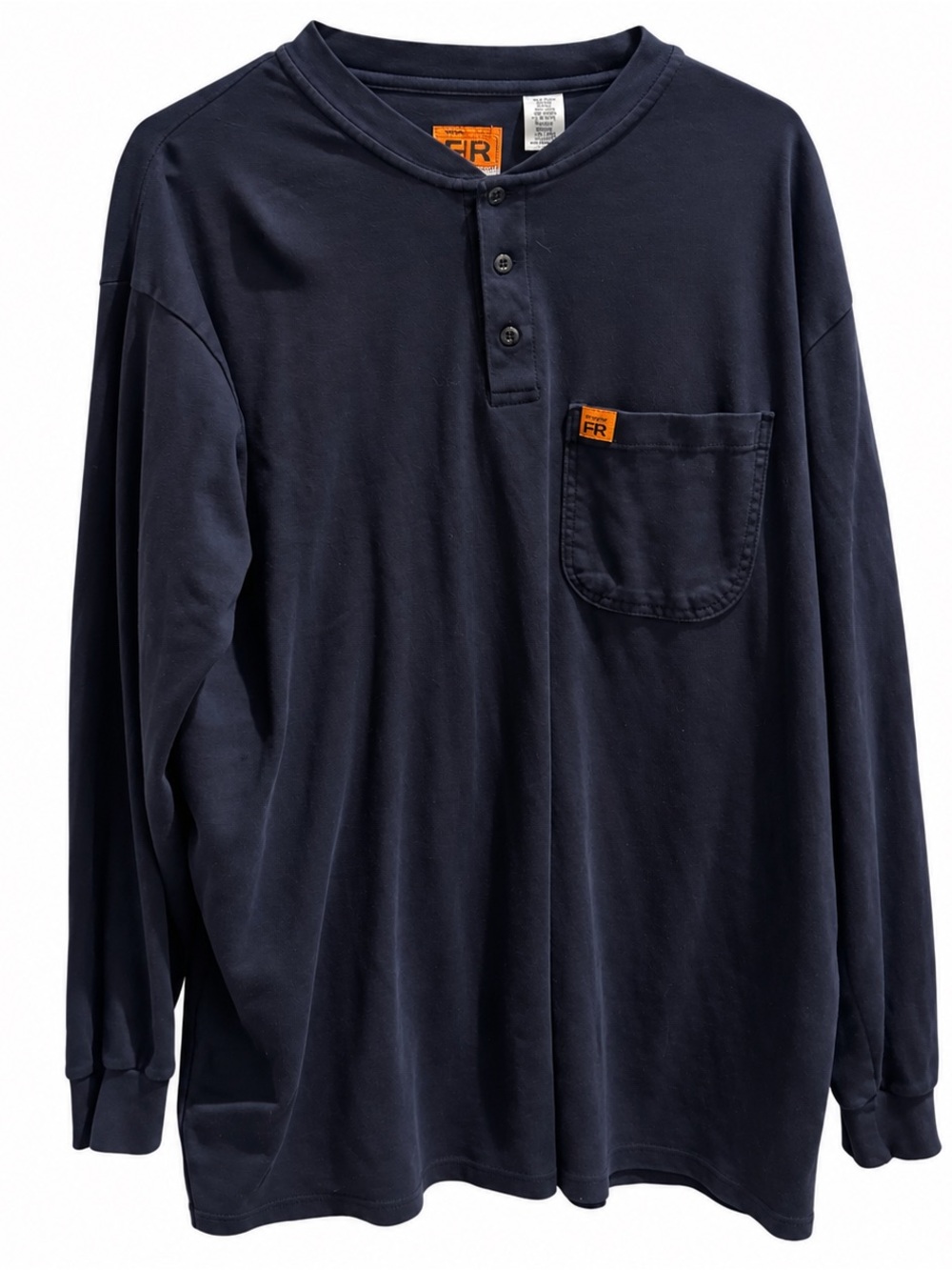 Wrangler Riggs FR Men's Shirt Size XL Tall Navy Henley Workwear Long Sleeve